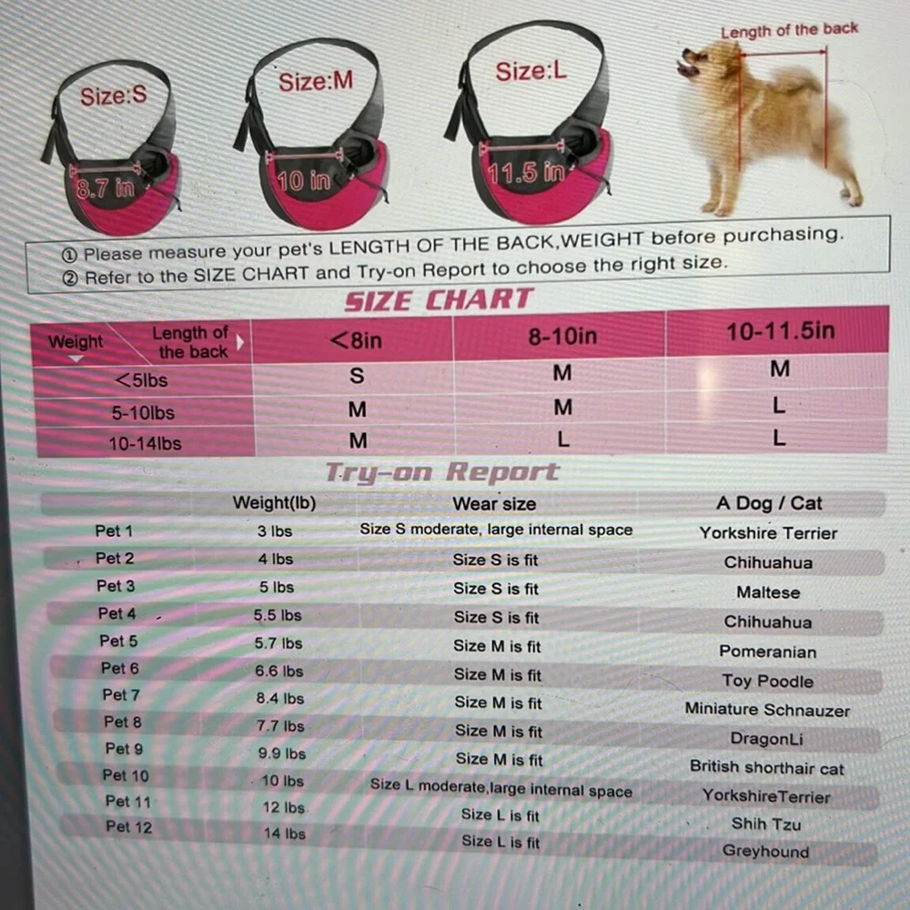Dog Sling Carrier for Small Dog or Cat